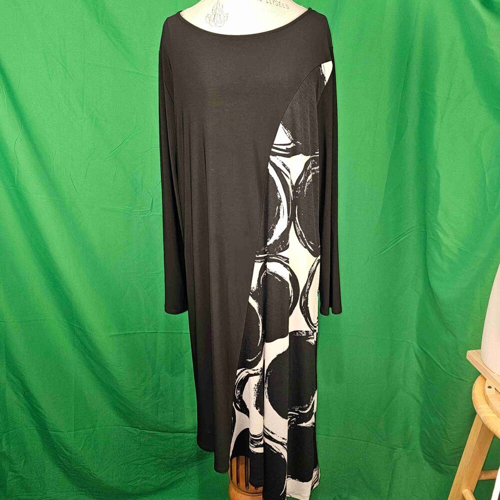 Chalet Et Ceci Womens Black White Asymmetrical Circle Print Dress XL